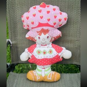 Vintage 1980’s Handmade Cut & Sew 17” inch Strawberry Shortcake Full Size Pillow